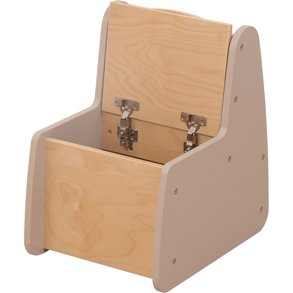 FurnitureHMD Natural and Grey Kids Wooden Storage Chair Image 2
