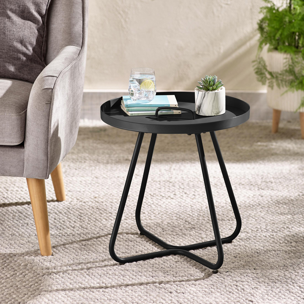 Furniturebox Agen Black Metal Outdoor Round Side Table Image 2