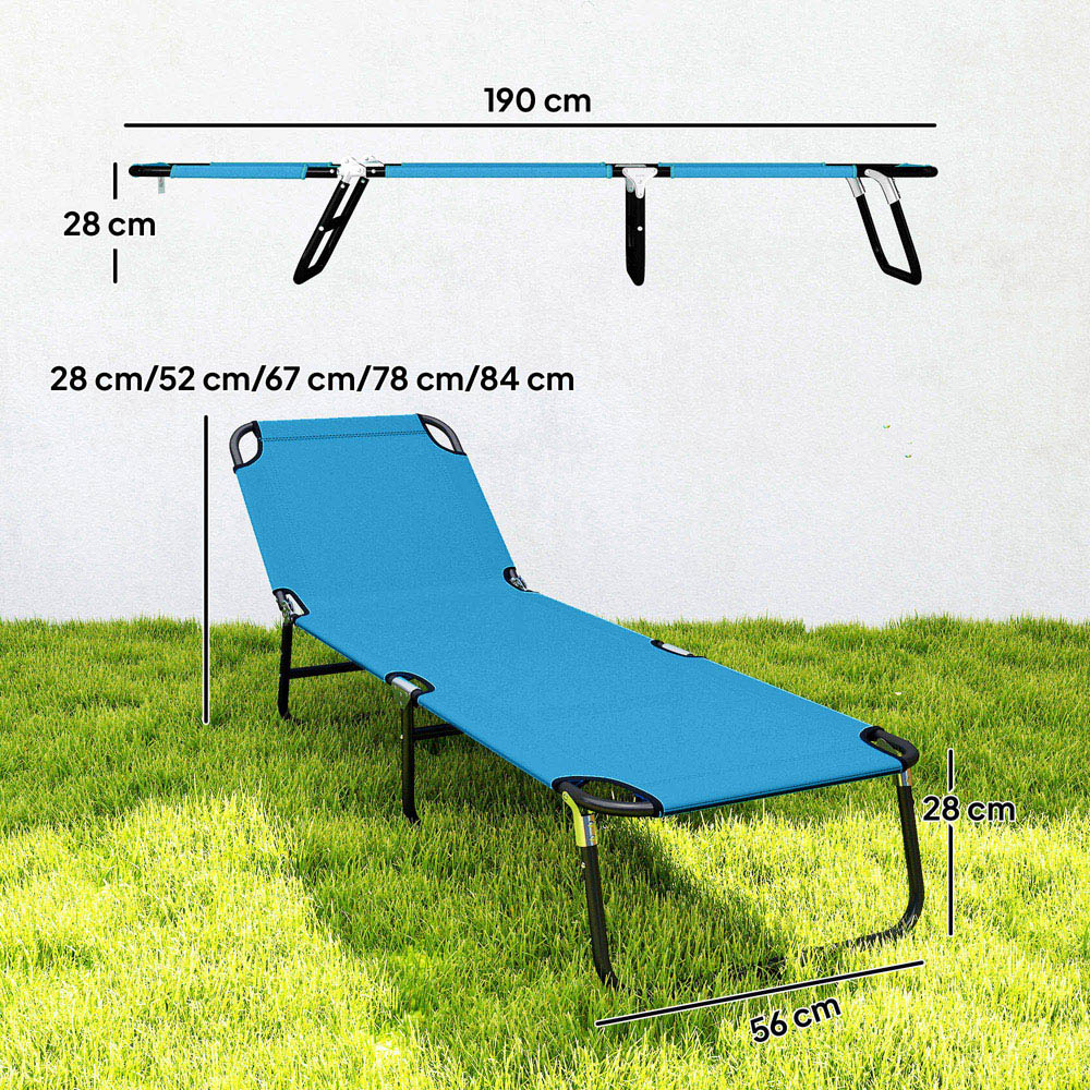 Outsunny Set of 2 Sky Blue Adjustable Reclining Chaise Lounge Chair Image 9
