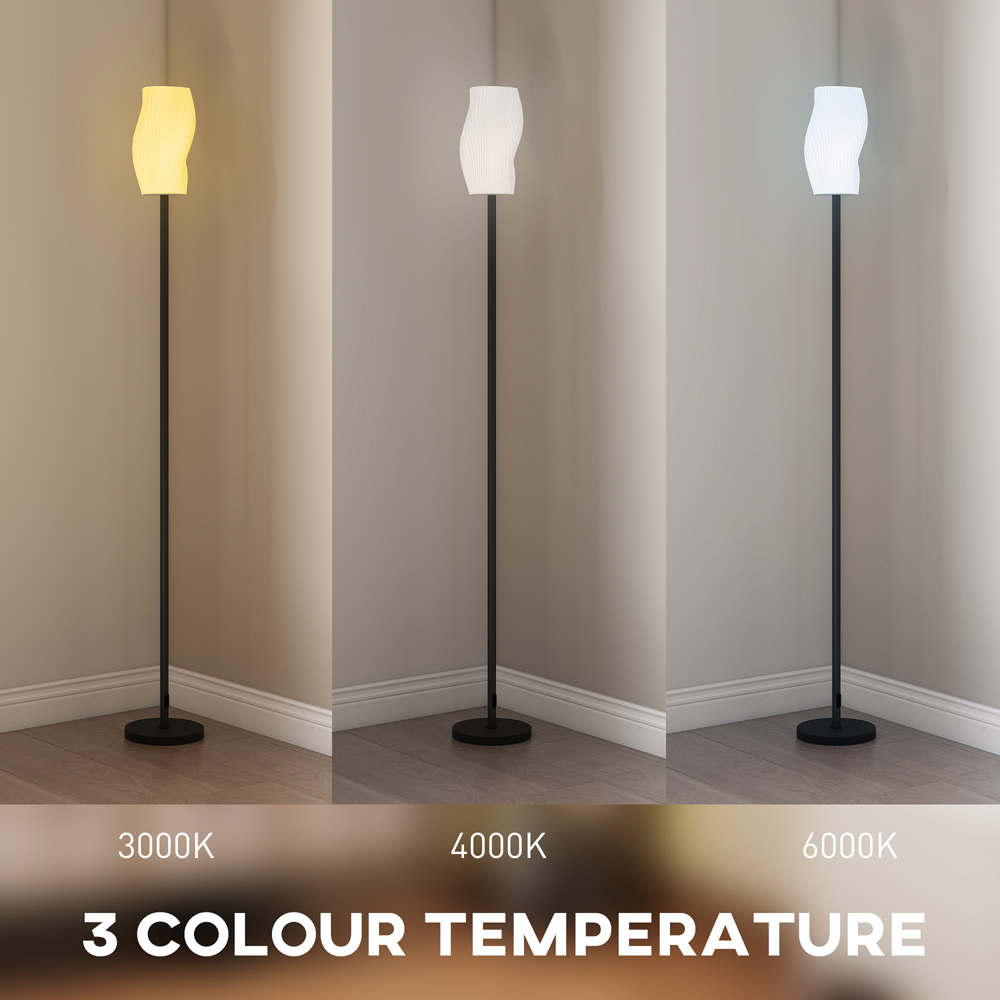 HOMCOM White 3D Printed Flowing Curve Shade Black Floor Lamp with 3 Colour Temperature Image 5