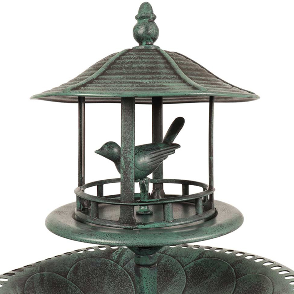 Ornamental Garden Bird Bath with Sheltered Feeding Table Image 3