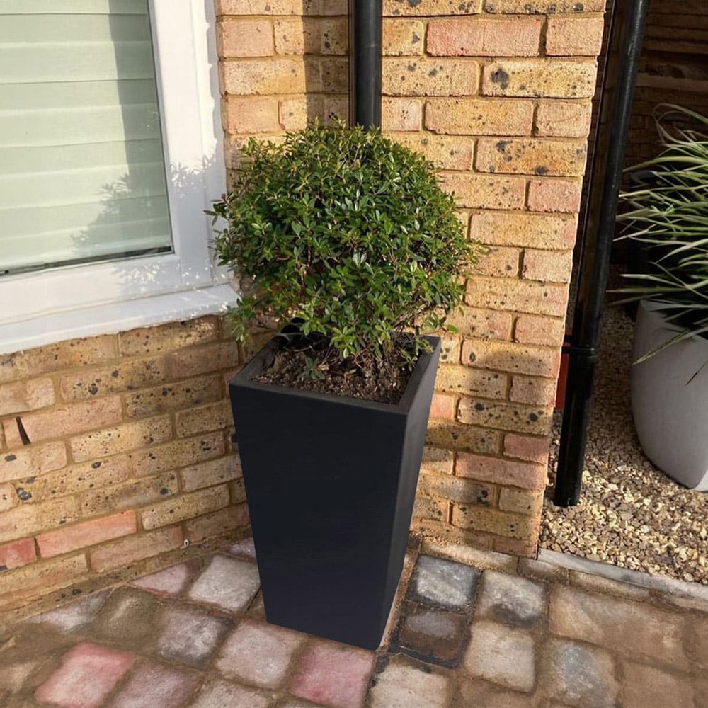 wilko Black Light Concrete Fibrestone Tapered Shape Outdoor Plant Pot 50.5cm Image 5