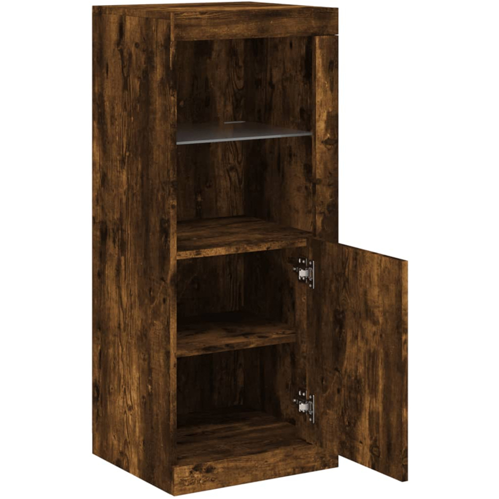 vidaXL Single Door 2 Shelf Smoked Oak Sideboard with RGB LED Lights Image 7