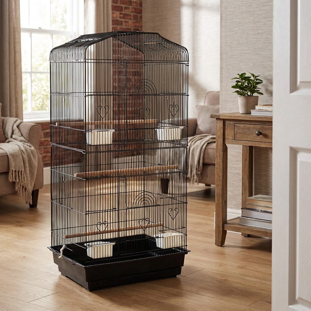 Midnight Black Metal Bird Cage Image 2