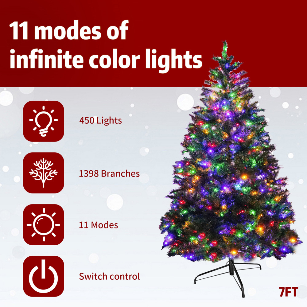 Abrihome Pre-Lit Green Artificial Christmas Tree 7ft Image 7