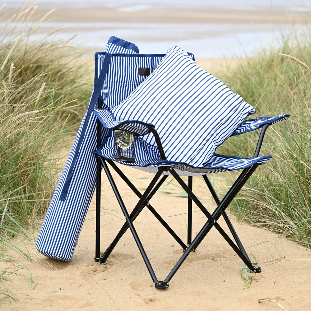The Three Rivers Hamper Co Navy and White Stripes Cushion 45 x 45cm Image 2