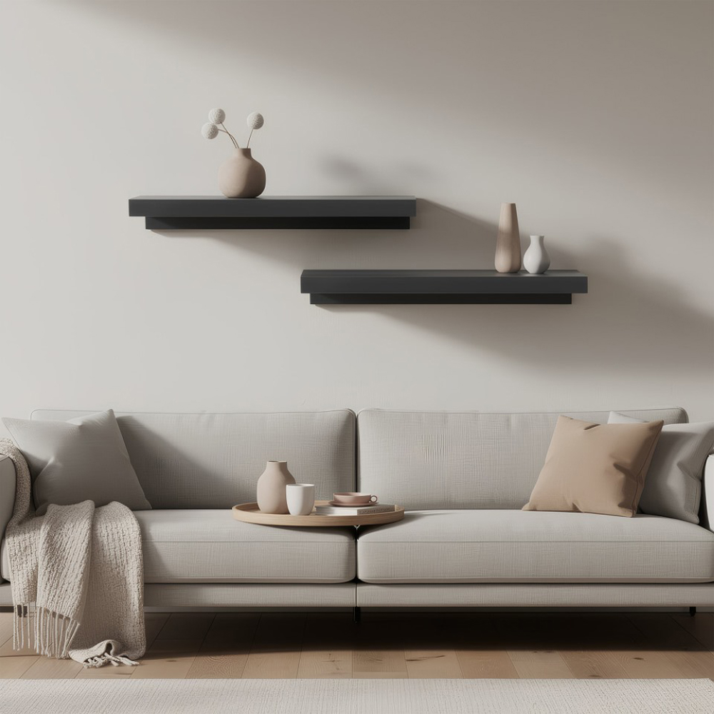 Harbour Housewares 60cm 3 Pack Grey Floating Wall Shelf Image 5