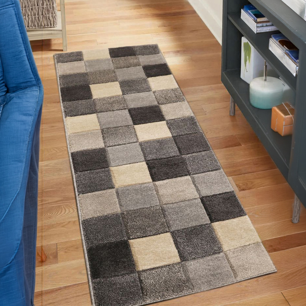 Homemaker Newport Grey Blocks Runner 60 x 200cm Image 1