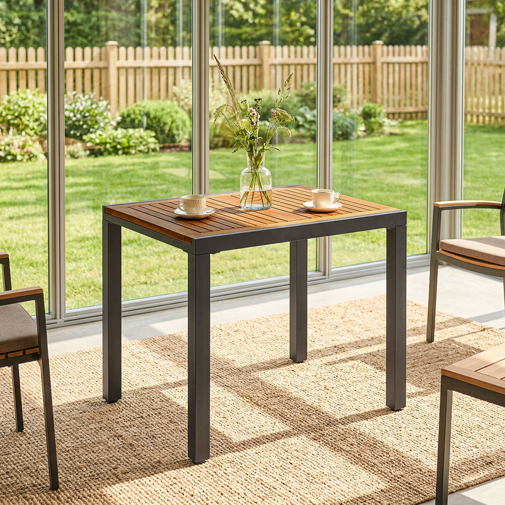 Outsunny 6 Seater 80-120cm Extendable Garden Dining Table Brown and Black Image 3