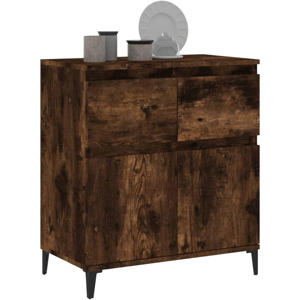 vidaXL 2 Door 2 Drawer Smoked Oak Small Sideboard Image 4