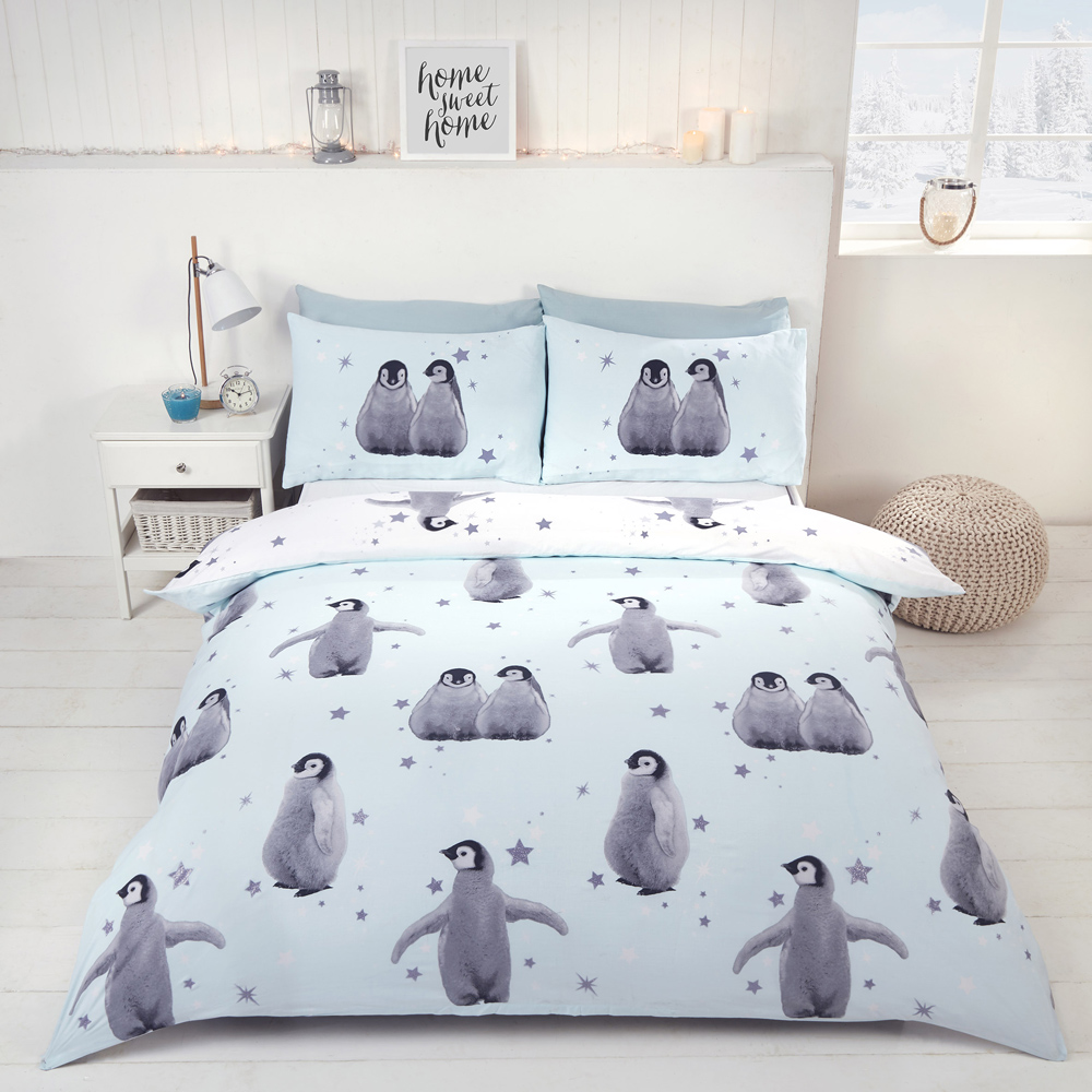Rapport Home Starry Penguins King Size Ice Duvet Set Image 1