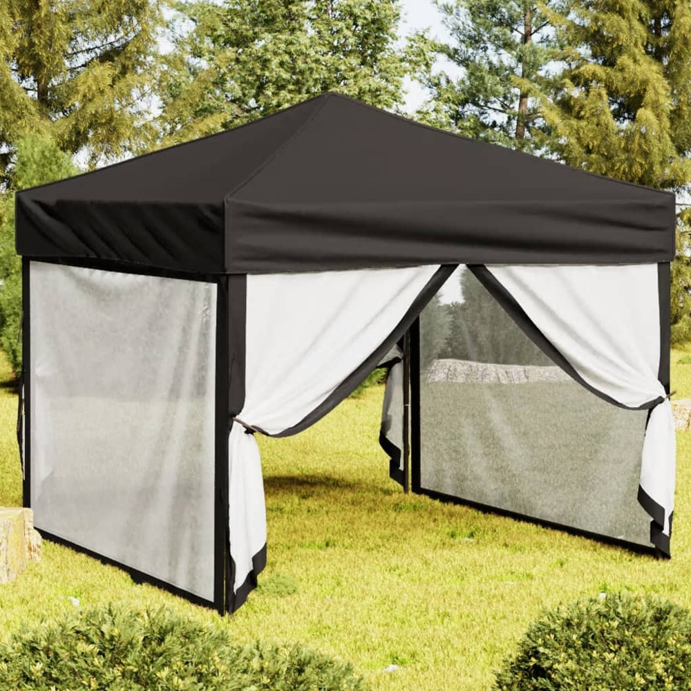 vidaXL 3 x 3m Black Foldable Party Tent with Sidewalls Image 1