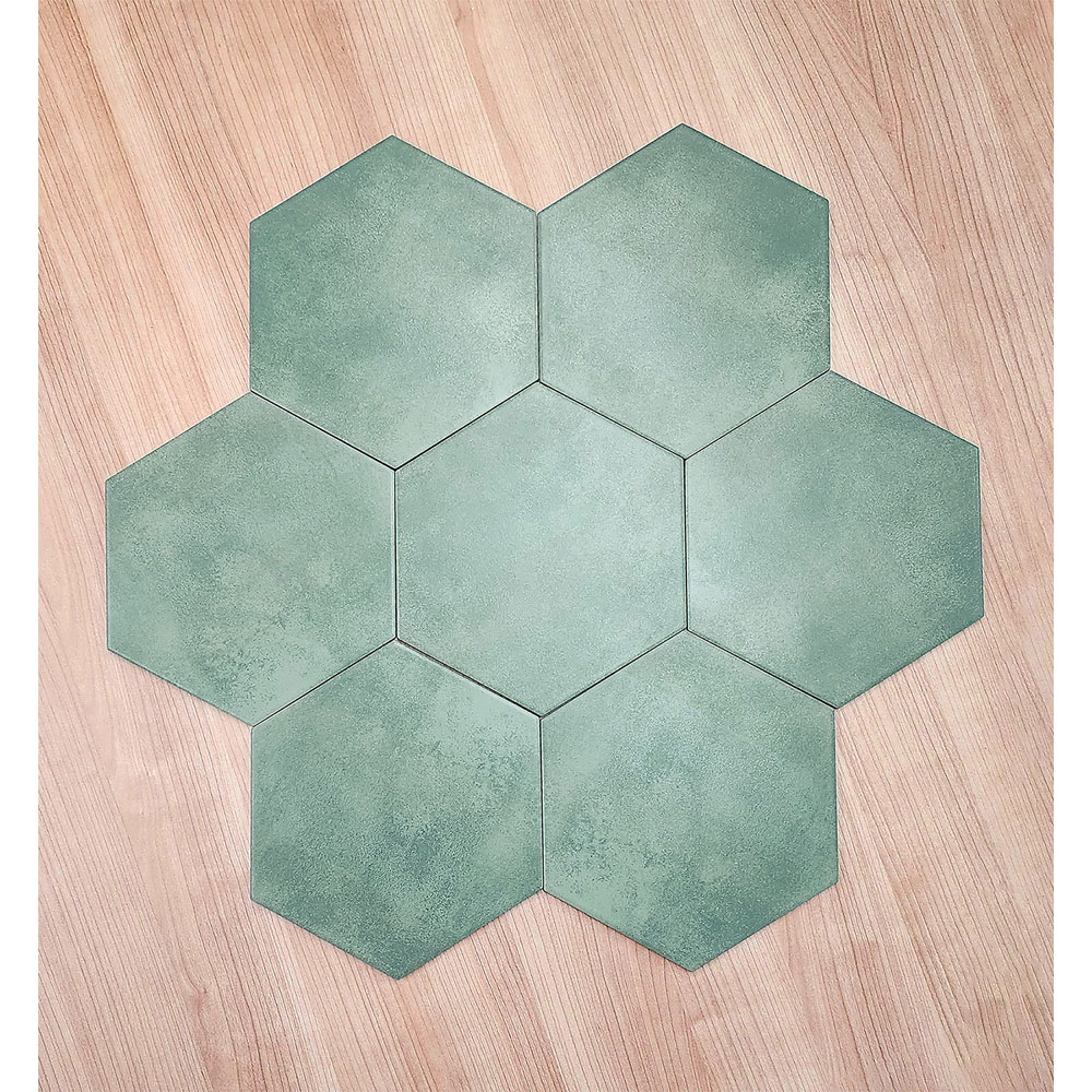 Top Ceramics Green Hexagon Porcelain Wall Tile 215 x 250mm Image 2