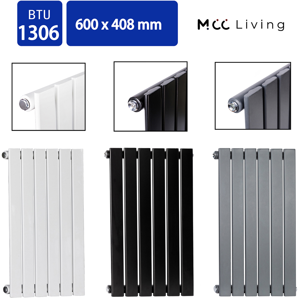 White 1306 BTU Single Flat Panel Vertical Column Radiator 600 x 408mm Image 4