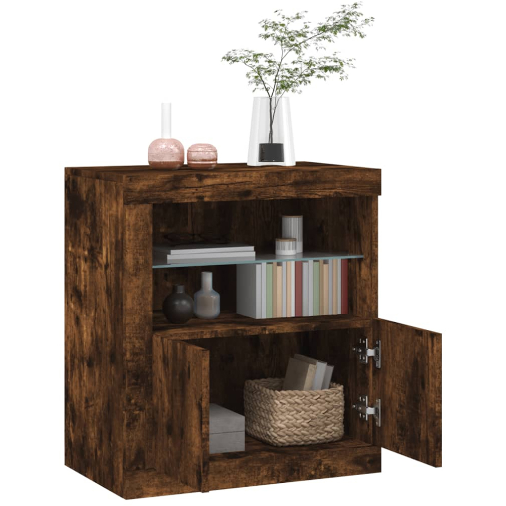 vidaXL 2 Door 2 Shelf Smoked Oak Sideboard with RGB LED Lights Image 5
