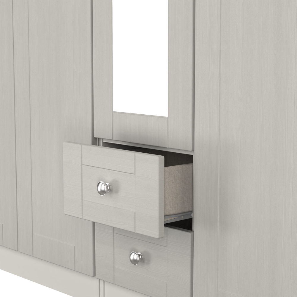 Crowndale Sussex 5 Door 2 Drawer Grey Ash and Bardolino Oak Tall Mirror Wardrobe Ready Assembled Image 8