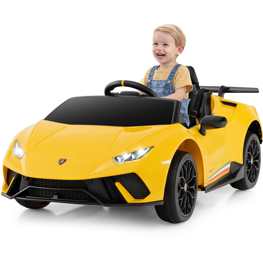 Costway Kids Yellow Lamborghini Ride On Car with Remote Control and LED Lights 12V Image 2