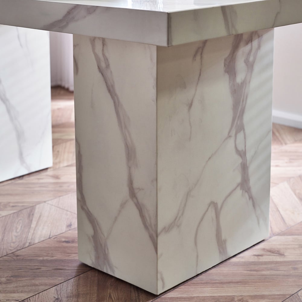 Julian Bowen Rome Marble Effect 6 Seater Dining Table White Image 7