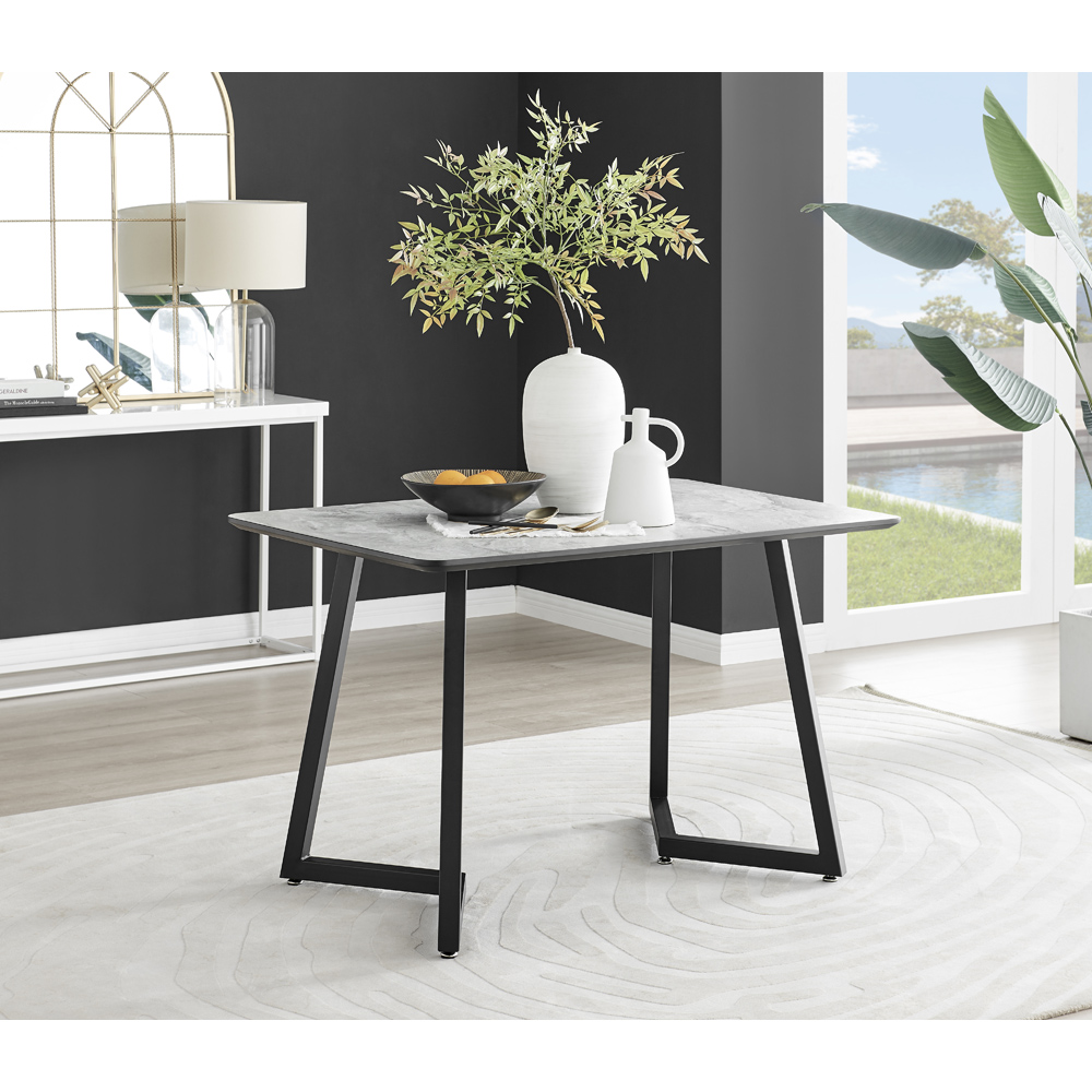 Furniturebox Copeland Valera Marble Effect 4 Seater Dining Set White Grey and Black Image 2