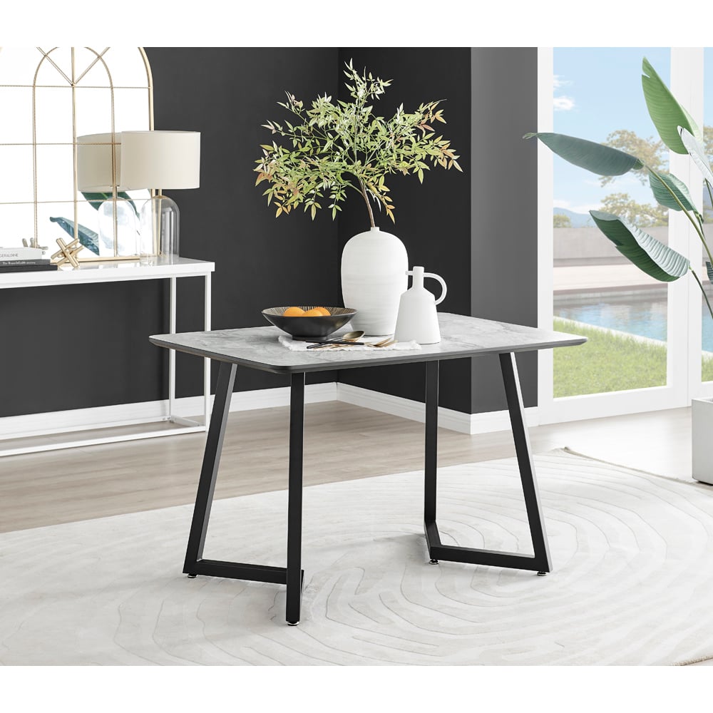Furniturebox Copeland Valera Marble Effect 4 Seater Dining Set White Cappuccino and Black Image 2