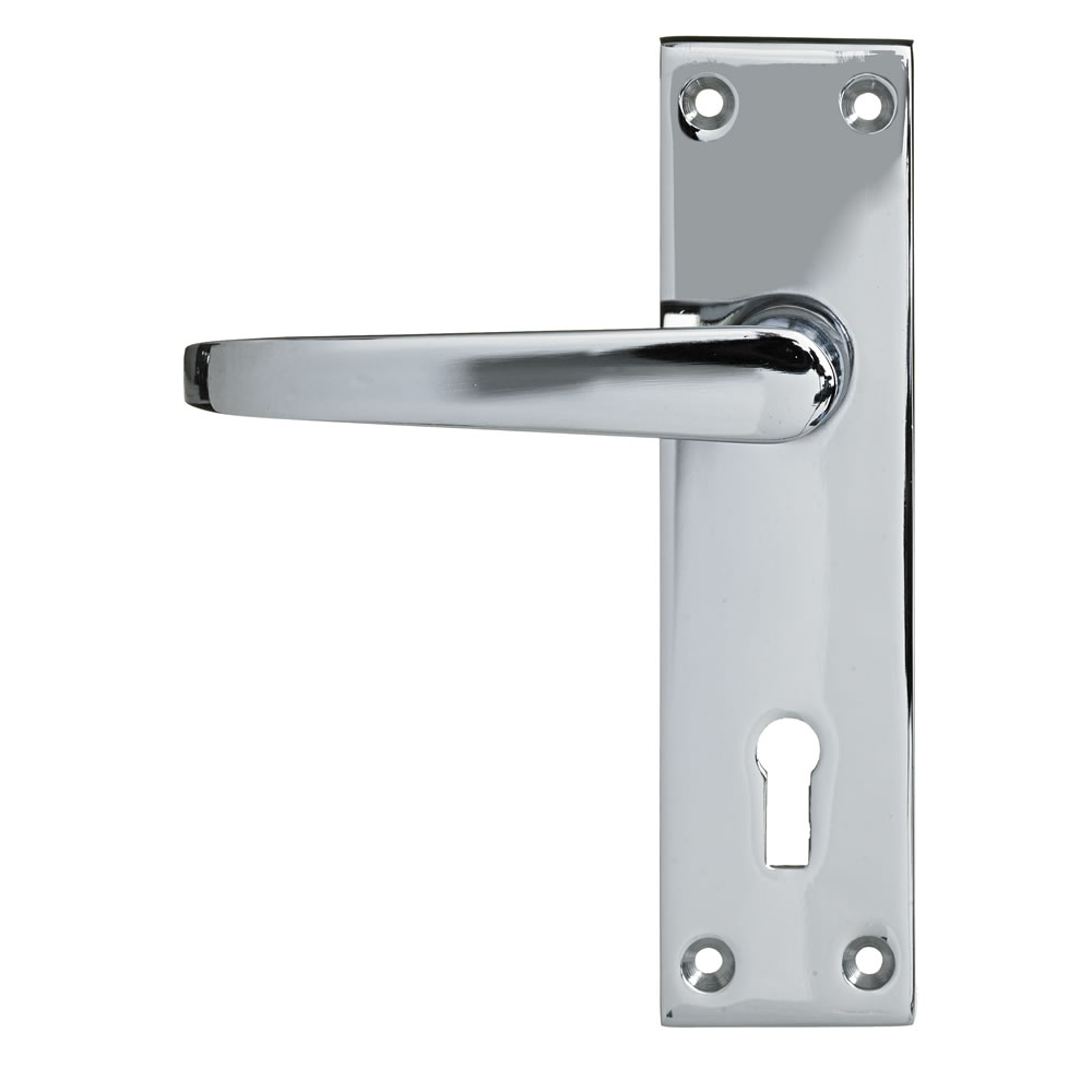 Wilko Functional Victorian Chrome Lock Door Handle Image 1