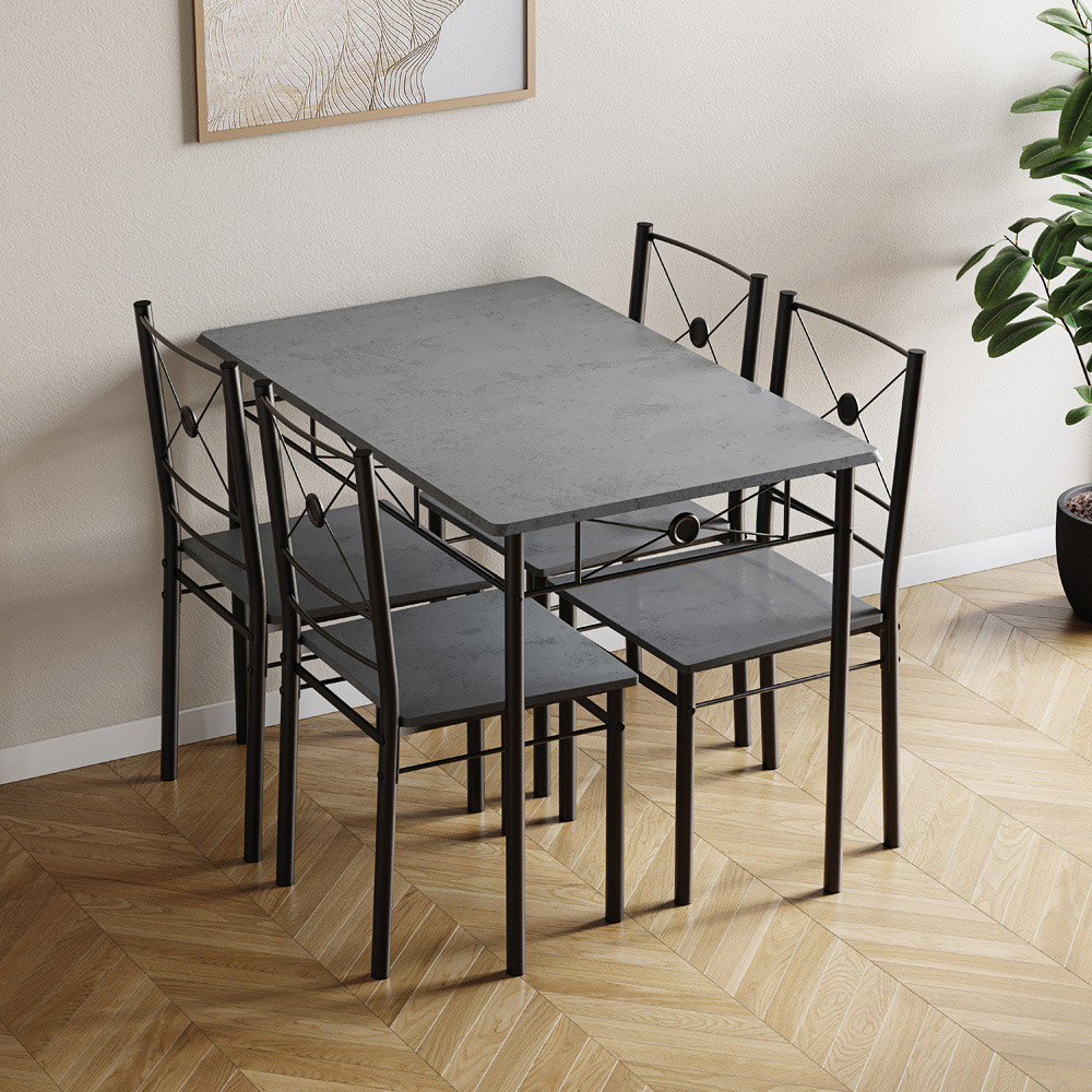 VIDA DESIGNS Roslyn 4 Seater Dining Set Concrete Grey Image 2