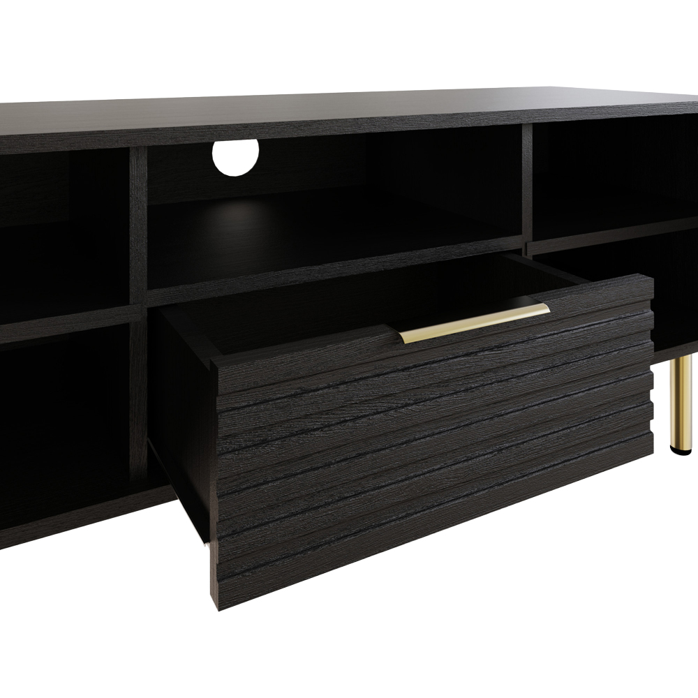 GFW Nervata 2 Door Single Drawer Black TV Unit Image 6