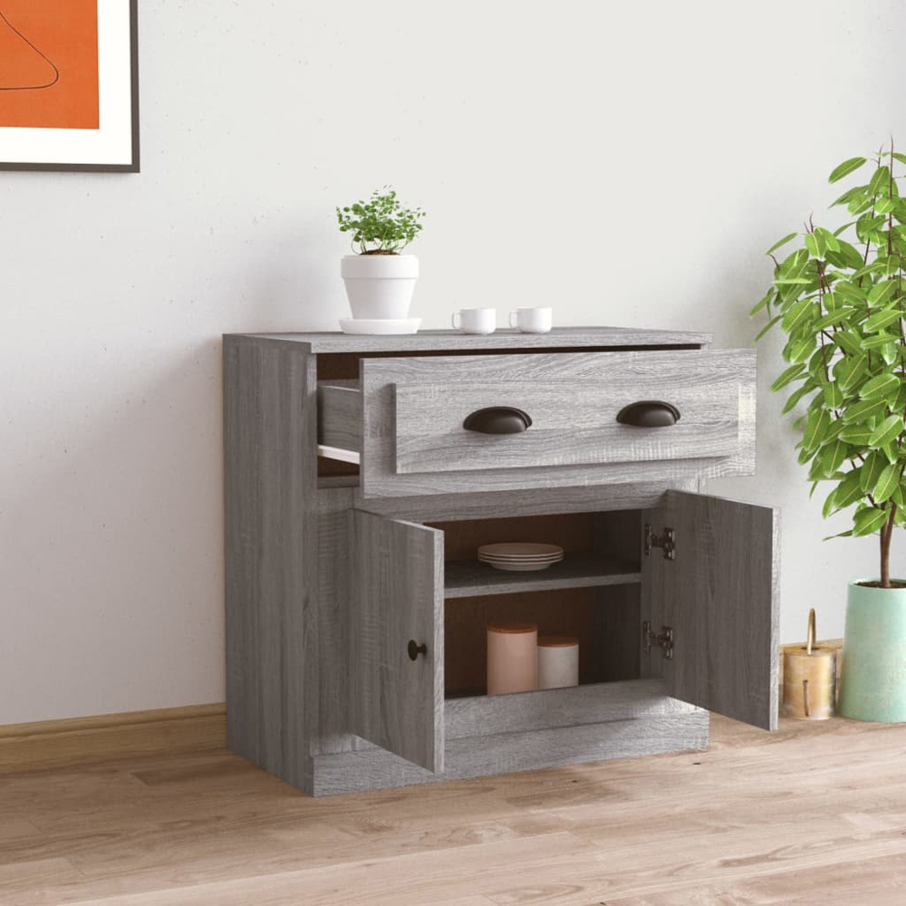vidaXL 2 Door Single Drawer Grey Sonoma Wooden Sideboard Image 8