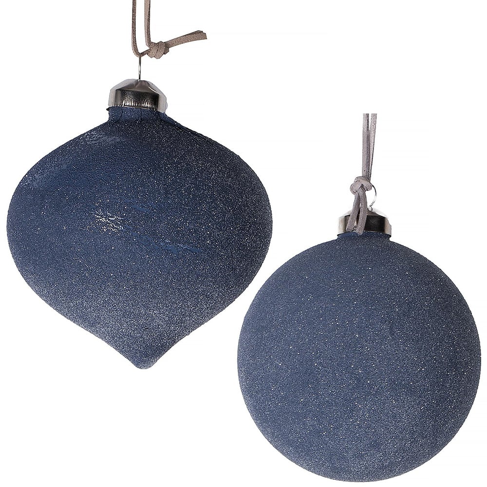 Grey Sugar Effect Glass Bauble - Grey Image 1