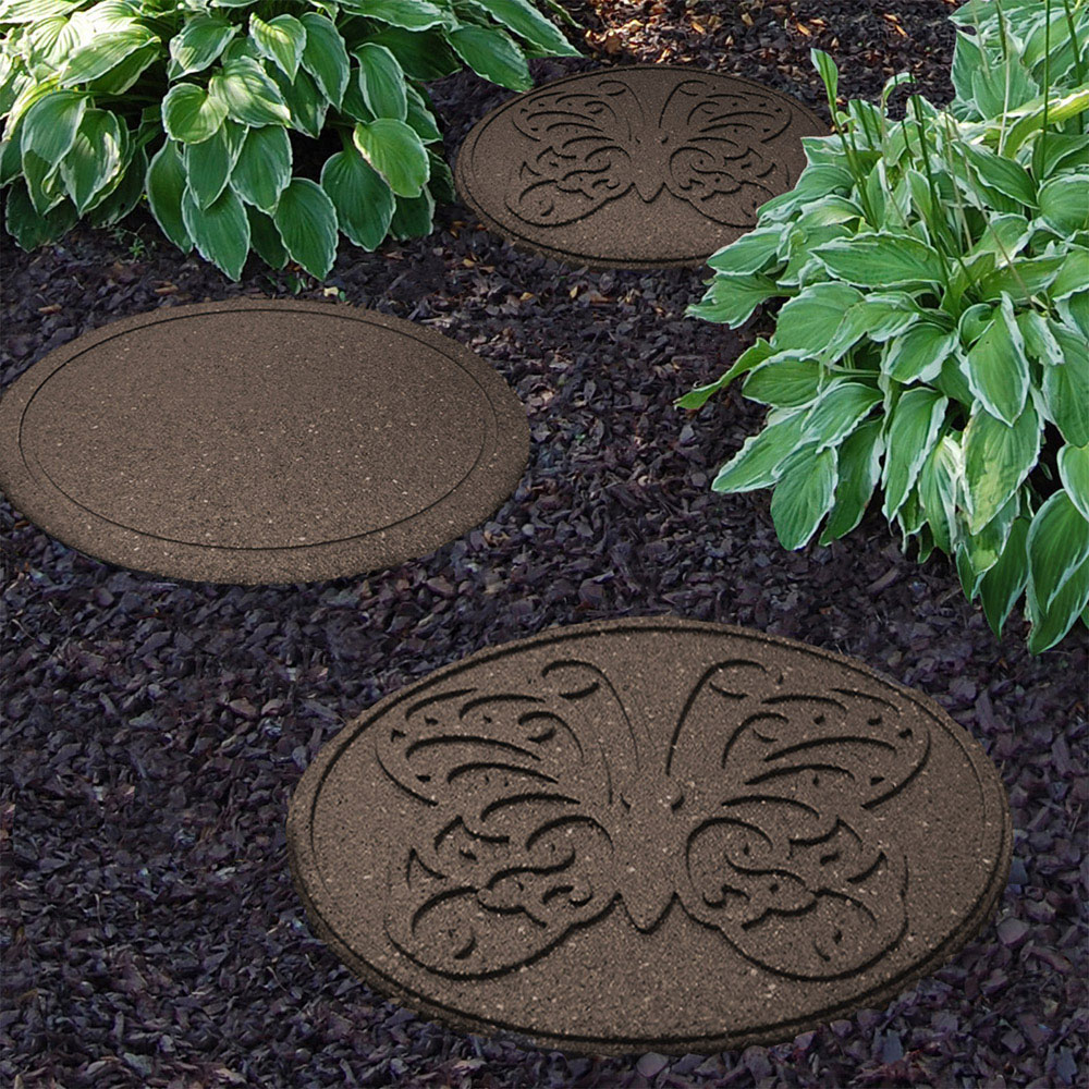 Nicoman Brown Butterfly Reversible Garden Stepping Stone 46cm 4 Pack Image 2