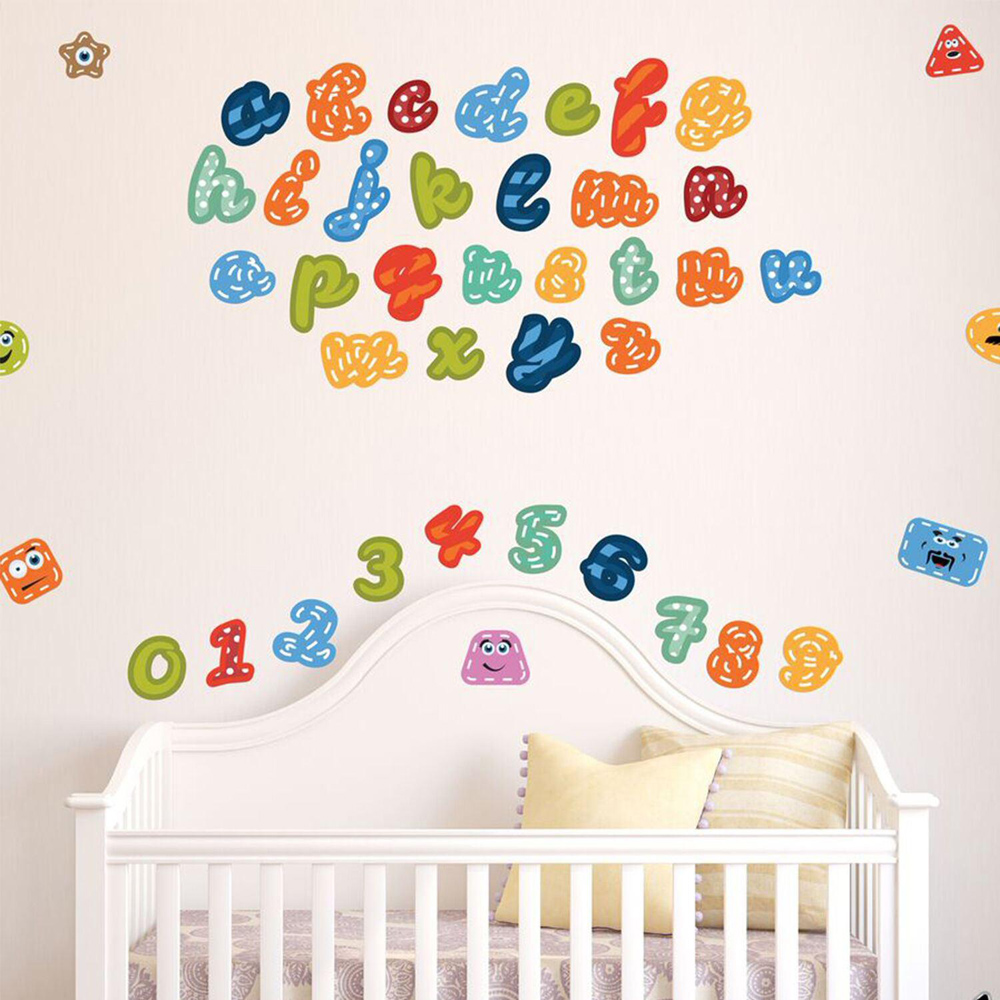 Walplus Kids Education Alphabets and Numbers Shapes Self Adhesive Wall Stickers Image 1