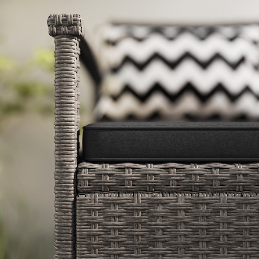 Outsunny 2 Seater Grey Rattan Storage Garden Bench Image 3