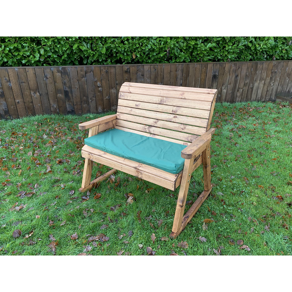 Charles Taylor 2 Seater Rocker Bench with Green Cushions Image 3