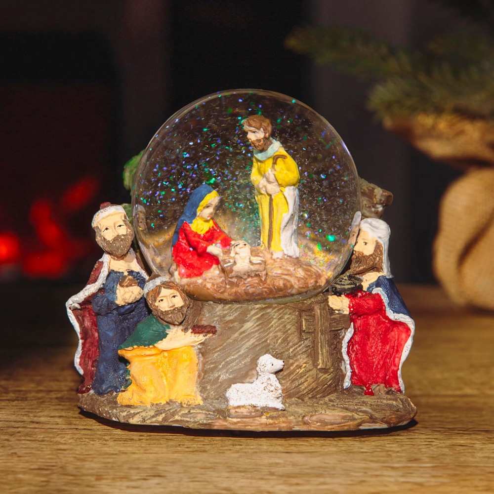 Marco Paul Nativity Scene Snow Globe Christmas Decoration Image 2
