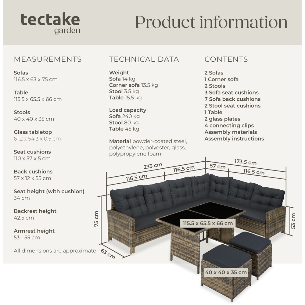 tectake Barletta 8 Seater Nature Rattan Garden Sofa Set Image 9