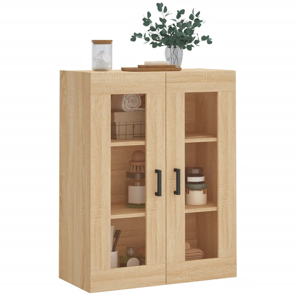 vidaXL 2 Glass Door Sonoma Oak Wall Mounted Cabinet Image 4