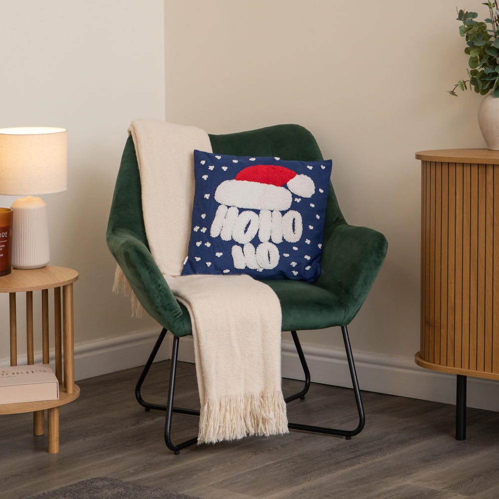 Samuel Alexander Dark Blue Ho Ho Ho Santa Hat Soft Christmas Cushion 44 x 44cm Image 3