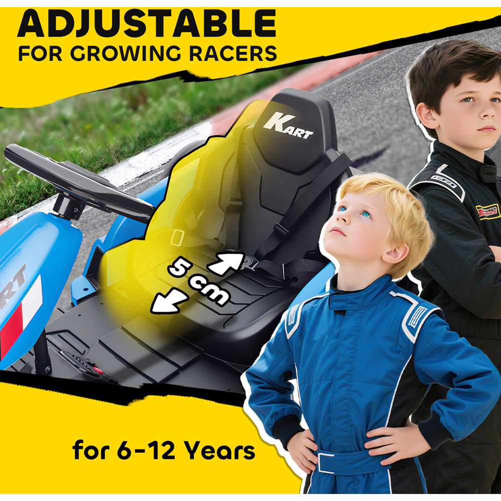 Tommy Toys AIYAPLAY Kids Blue Electric Ride One Go Kart with Drift Mode and Adjustable Seat 24V Image 7