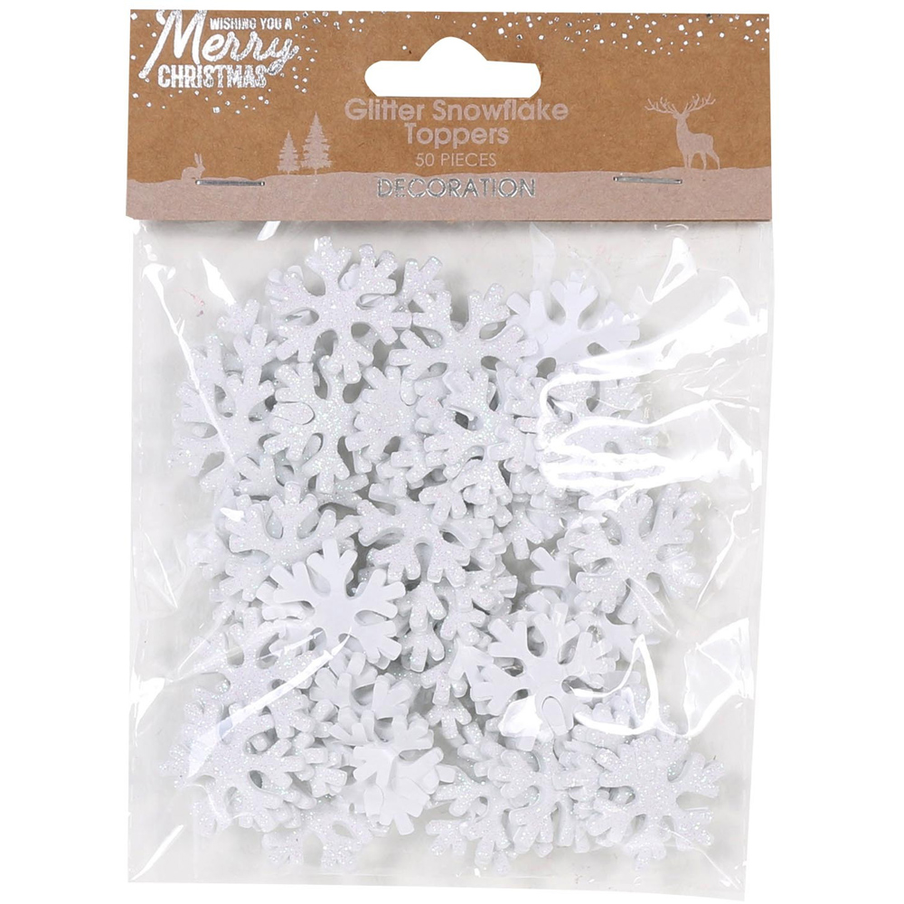 Glitter Snowflake Topper 50 Pack Image