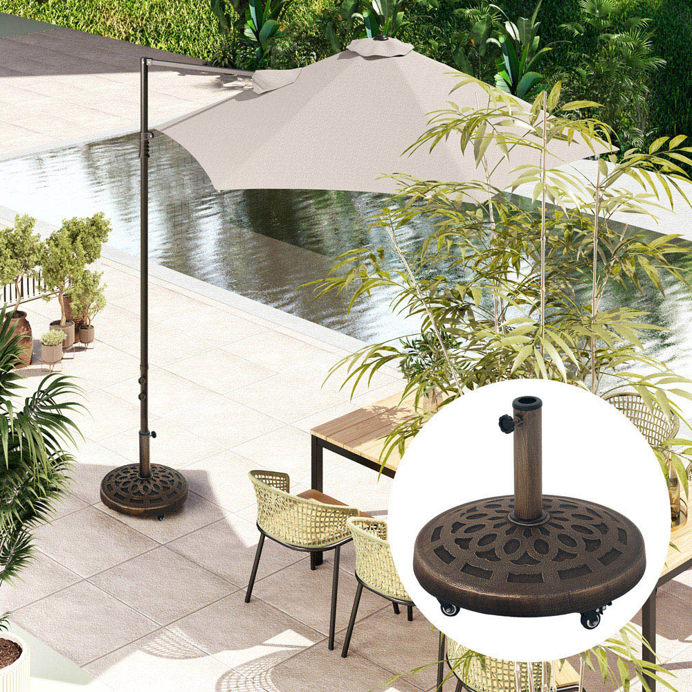 Outsunny Bronze Resin Parasol Base with Wheels 21kg Image 3