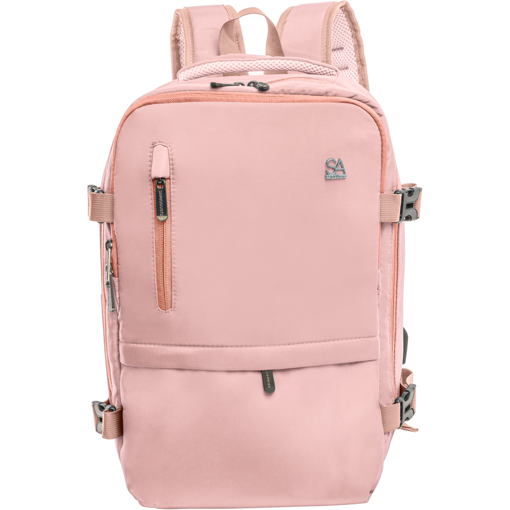 SA Products Pink Cabin Backpack with USB Port and Trolley Sleeve Image 4