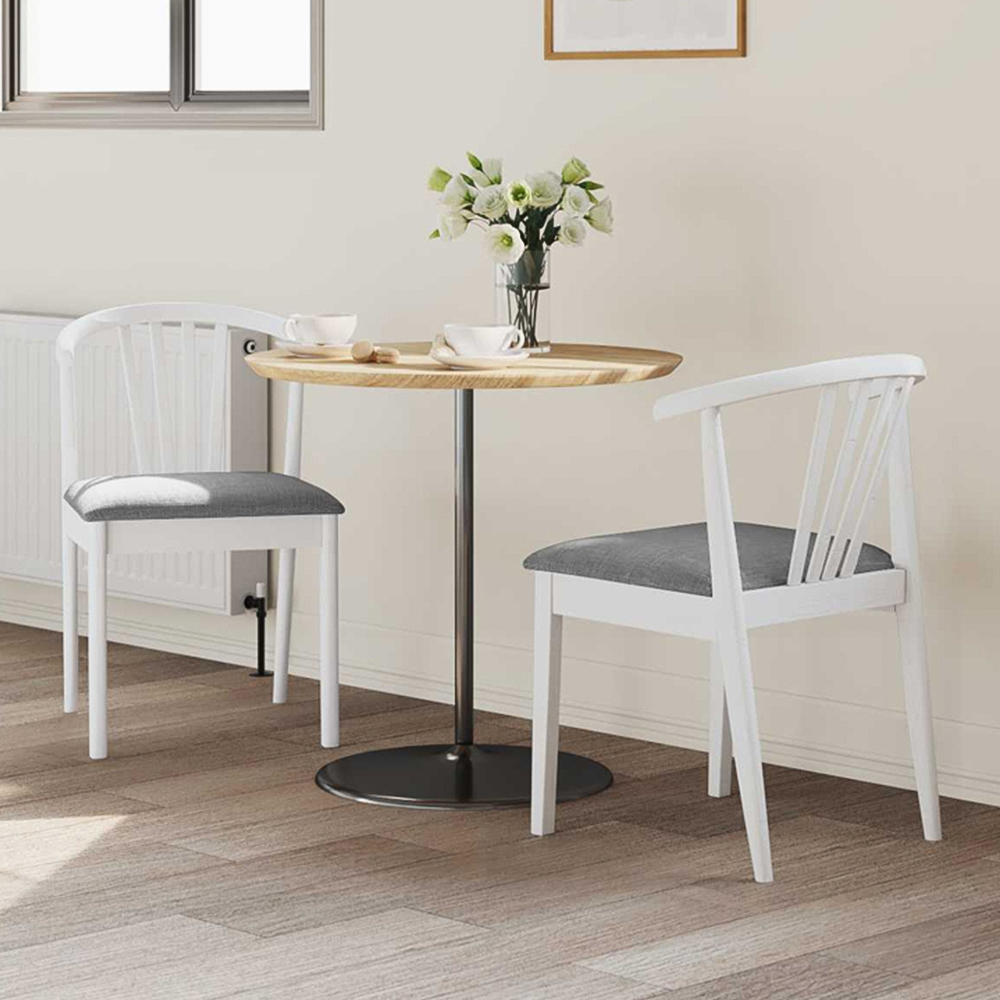 vidaXL Set of 2 White and Grey Rubberwood Vintage Dining Chairs Image 1