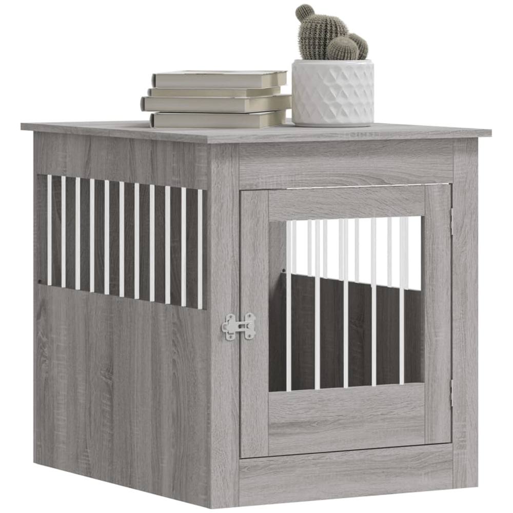 vidaXL Grey Processed Wood Dog Crate Furniture 64.5 x 80 x 71cm Image 3