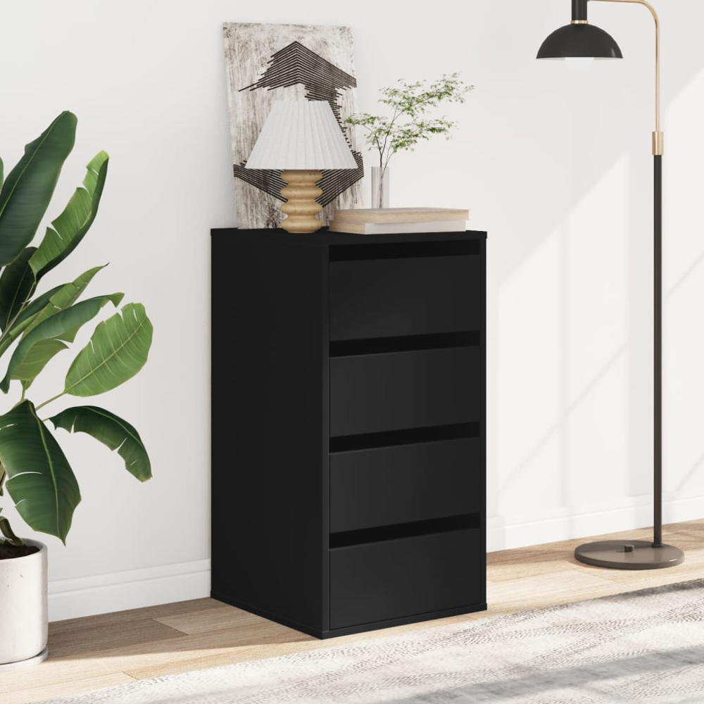 vidaXL Black Engineered Wood Corner Chest of Drawers Image 8