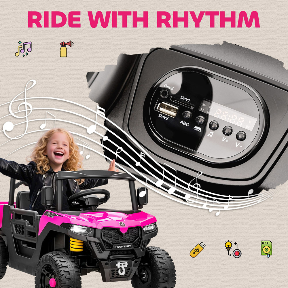 Tommy Toys AIYAPLAY Pink Kids Ride on Electric UTV Car 12V Image 8