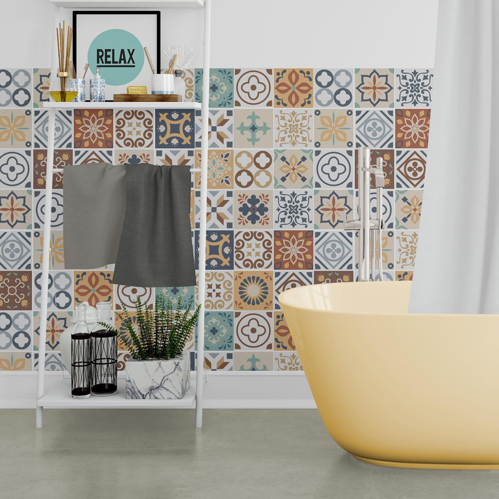 Wallplus Rabat Mediterranean Wall Tile Sticker 15 x 15cm 48 Pack Image 3