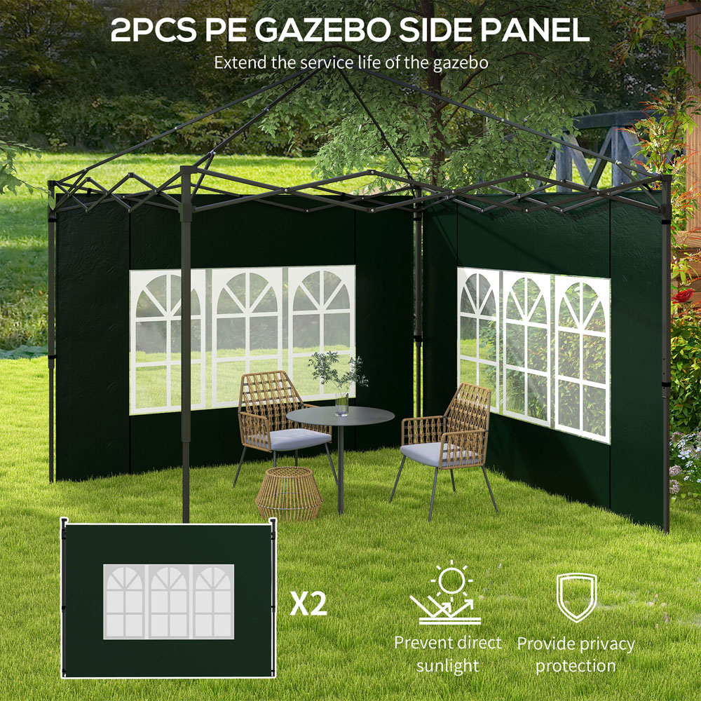 Outsunny 2 x 3m Green Gazebo Replacement Side Panel with Window 2 Pack Image 4