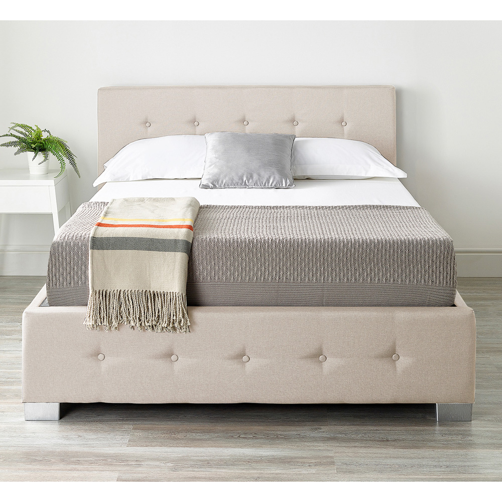 Aspire Single Beige Linen End Lift Ottoman Storage Bed Image 2