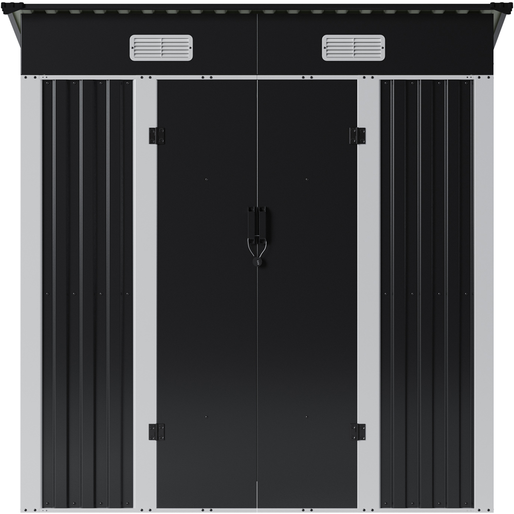 Living and Home 6 x 4ft Black Pent Quick Assembly Metal Garden Storage Shed Image 1