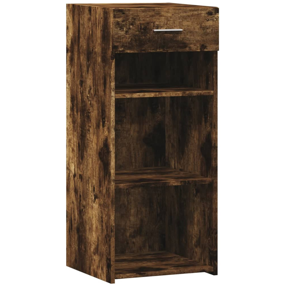 vidaXL Single Drawer 3 Shelf Smoked Oak Sideboard Image 2